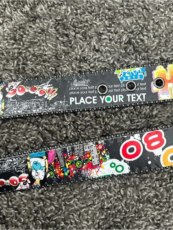 Y2K Style Black Abstract Print Rhinestone Belt - Picture 6 of 8